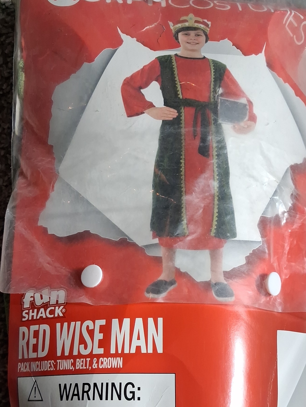 Red Wise Man Kids Costume - Tunic, Belt & Crown